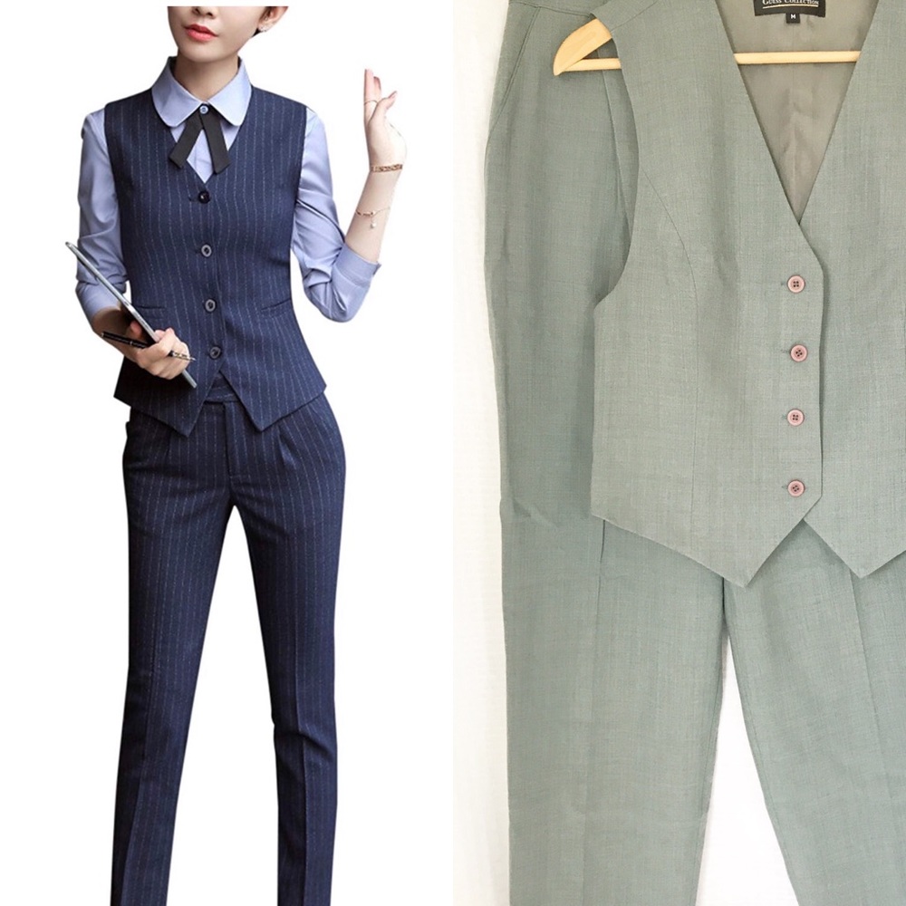 GUESS // Vintage Wool Gray Suit Pant and Vest Set - Picture 1 of 8
